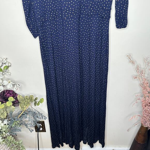 BODEN Coraline Jersey Midi Dress French Navy Blue Gold Dots Sz 12L $125 {3R42} - Picture 6 of 8